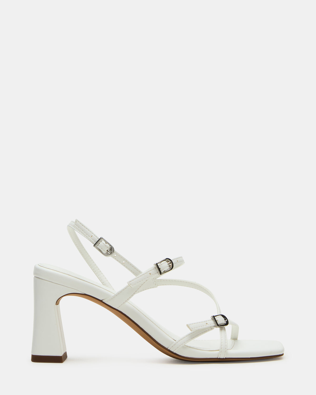 VANTAGE White Women's Square-Toe Strappy Slingback Heel - Steve Madden