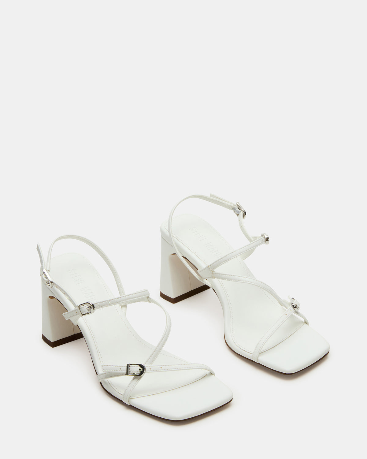VANTAGE White Women's Square-Toe Strappy Slingback Heel - Steve Madden