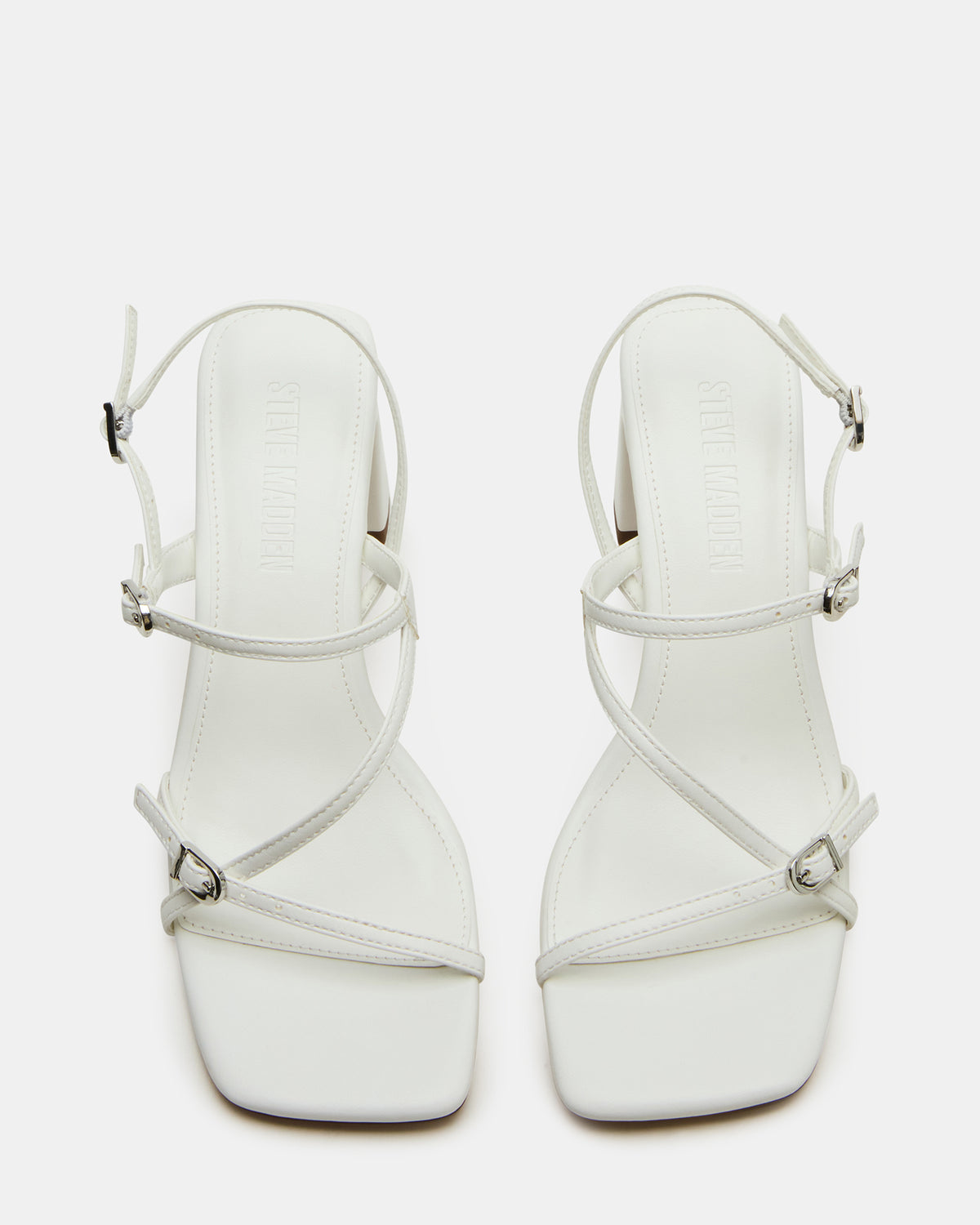 VANTAGE White Women's Square-Toe Strappy Slingback Heel - Steve Madden