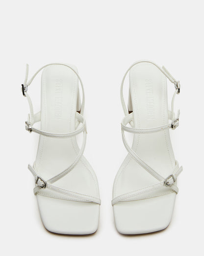 VANTAGE White Women's Square-Toe Strappy Slingback Heel - Steve Madden