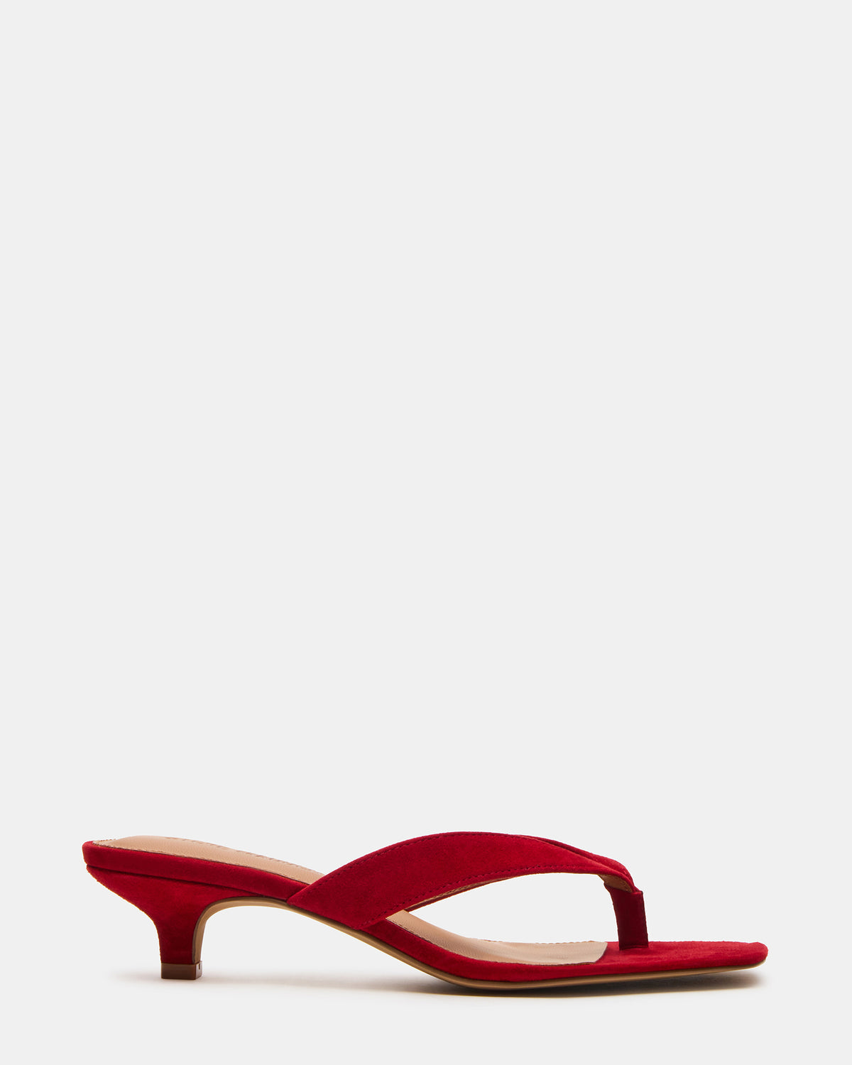 TRACIE Red Suede Thong Strap Women's Kitten Heel - Steve Madden