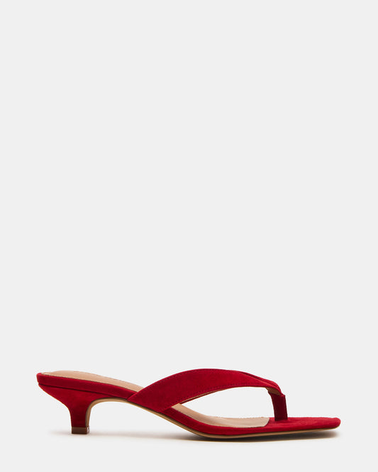 TRACIE Red Suede Thong Strap Women's Kitten Heel - Steve Madden