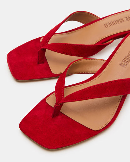 TRACIE Red Suede Thong Strap Women's Kitten Heel - Steve Madden