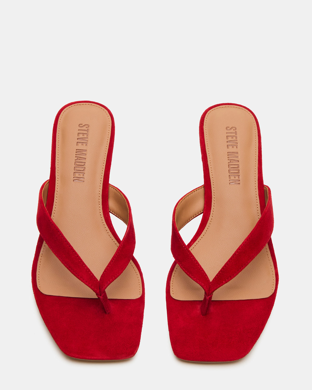 TRACIE Red Suede Thong Strap Women's Kitten Heel - Steve Madden