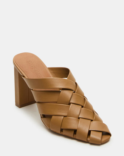NAKITA Natural Square-Toe Woven Mule Women's Heel - Steve Madden