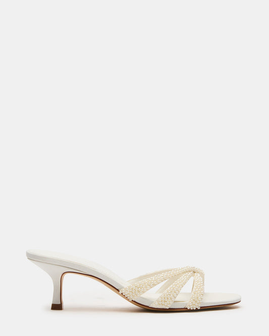 CARY Pearl Ivory Square-Toe Strappy Mule Women's Heel - Steve Madden