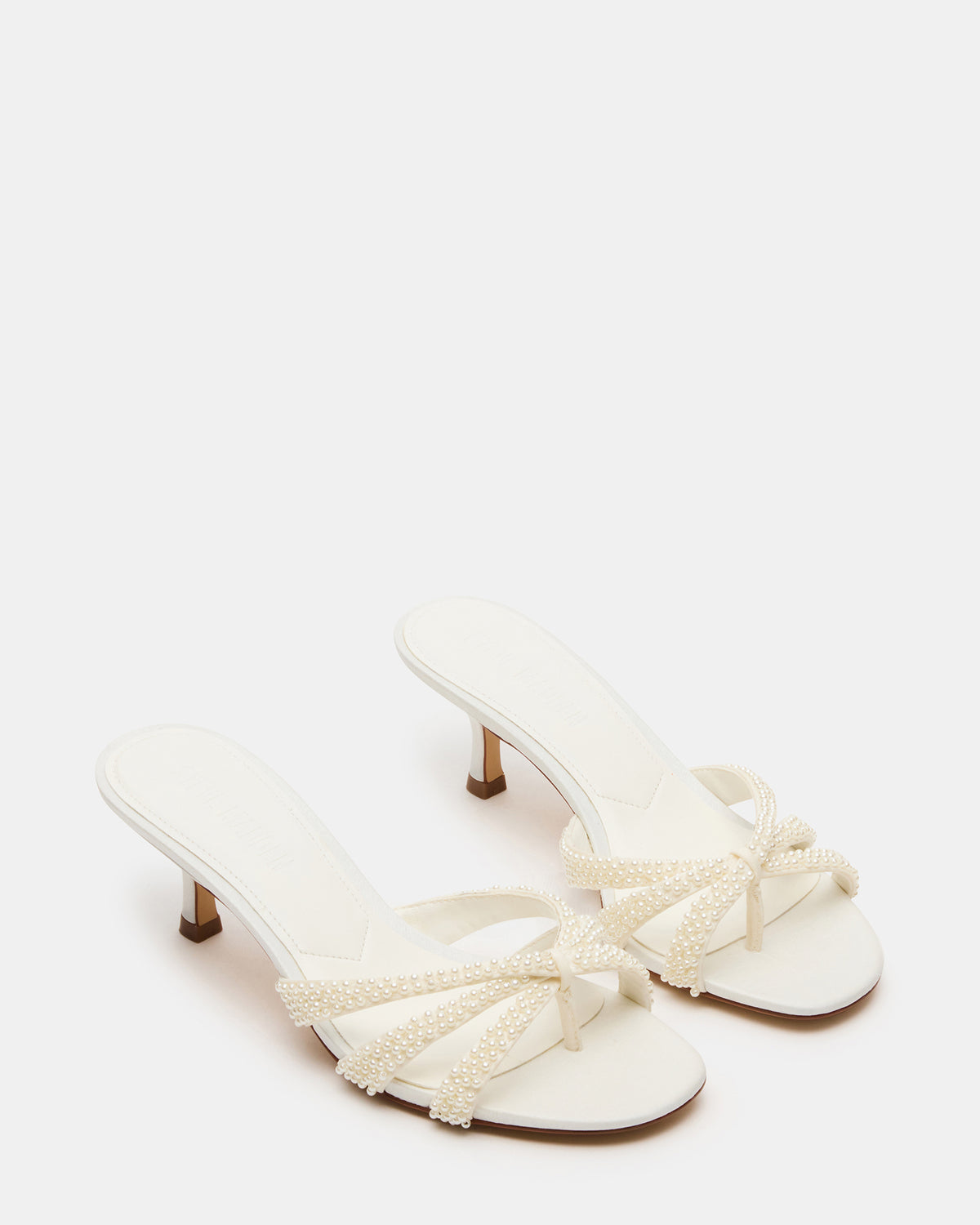 CARY Pearl Ivory Square-Toe Strappy Mule Women's Heel - Steve Madden