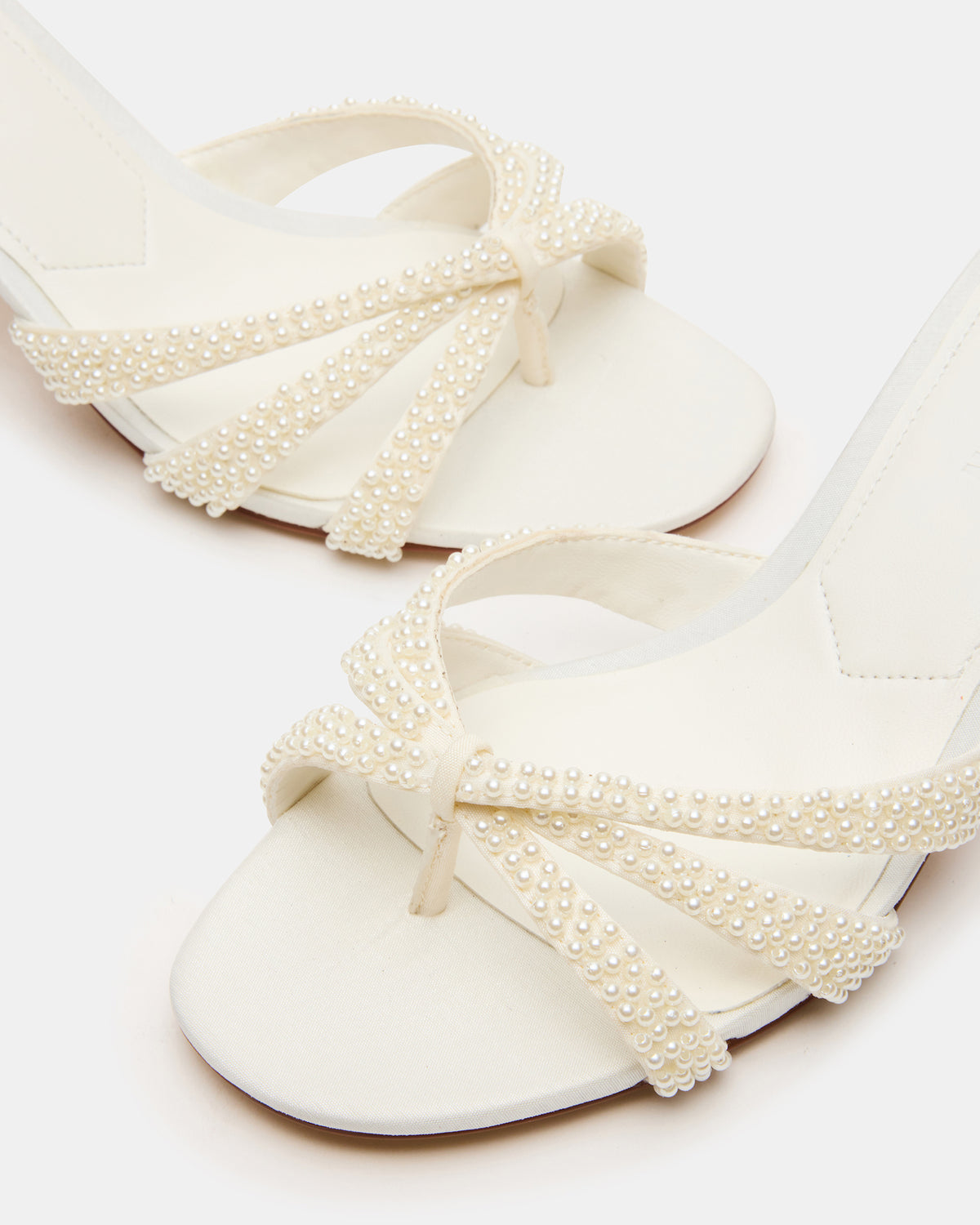 CARY Pearl Ivory Square-Toe Strappy Mule Women's Heel - Steve Madden