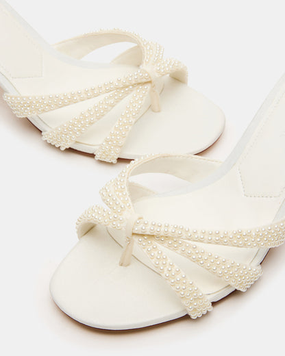 CARY Pearl Ivory Square-Toe Strappy Mule Women's Heel - Steve Madden