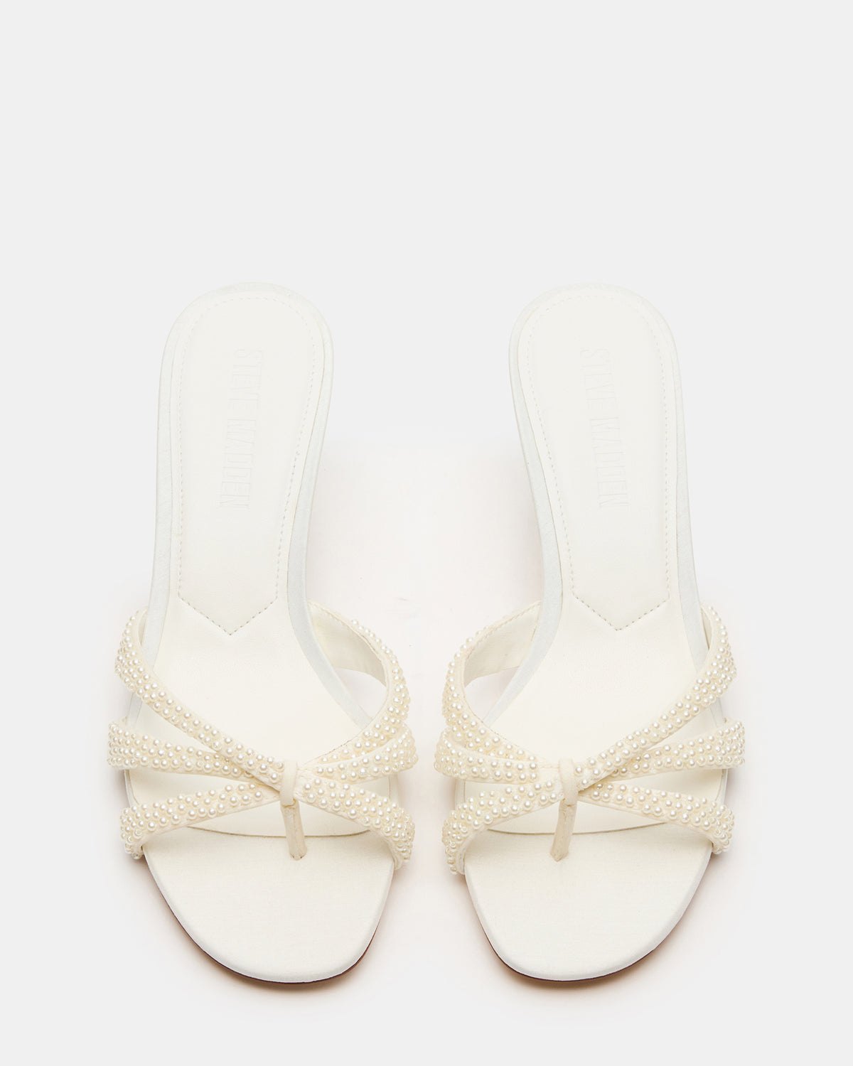 CARY Pearl Ivory Square-Toe Strappy Mule Women's Heel - Steve Madden