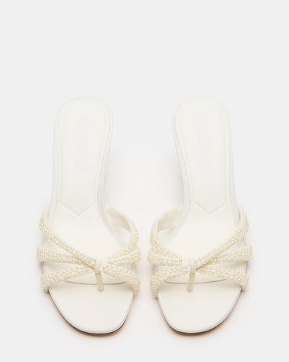 CARY Pearl Ivory Square-Toe Strappy Mule Women's Heel - Steve Madden