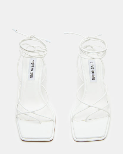 JOLENE White Strappy Lace-Up Heel | Women's Heels - Steve Madden