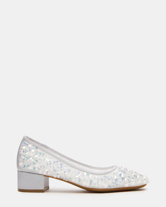 MOLLIE Silver Sequins Ballet Block Heels - Steve Madden