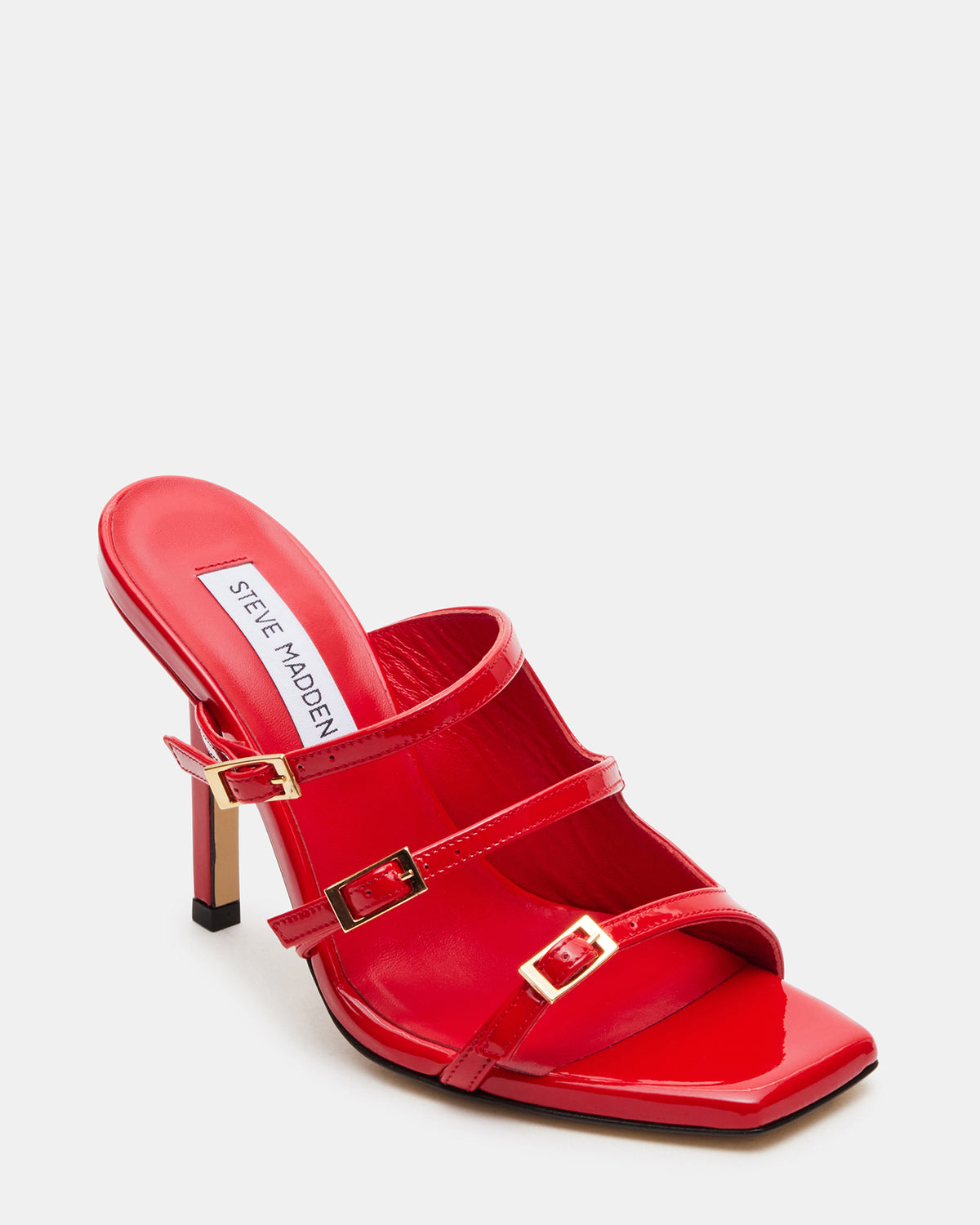 OPULENT Red Leather Square Toe Mule Heel | Women's Heels - Steve Madden