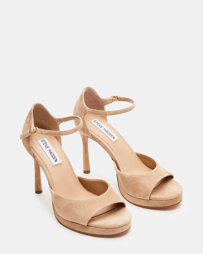 ESTER Tan Suede Strappy Heel | Women's Heels - Steve Madden