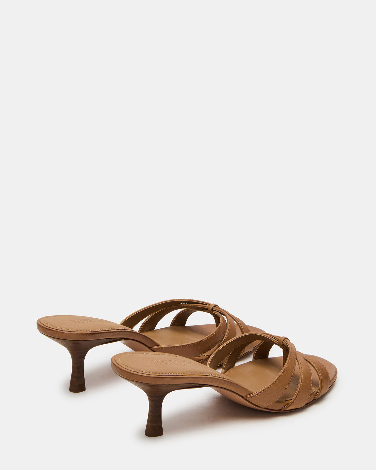 CARY Camel Leather Square-Toe Strappy Mule Women's Heel - Steve Madden