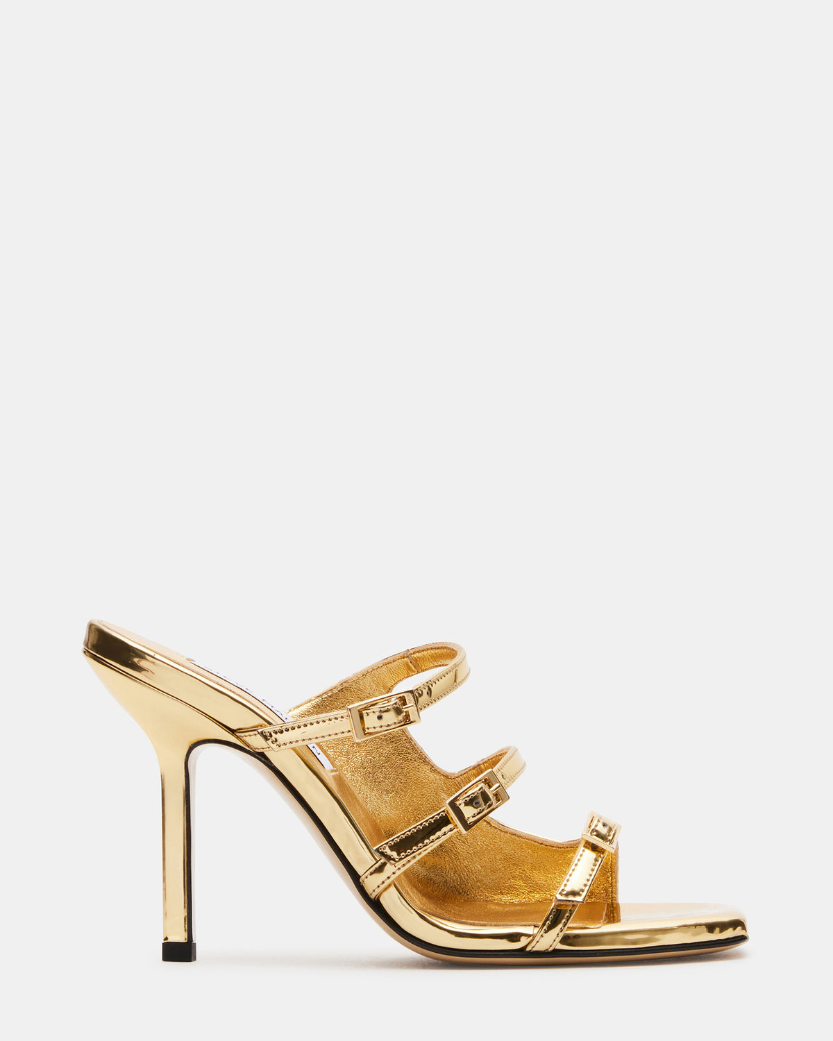 OPULENT Gold Leather Square Toe Mule Heel | Women's Heels - Steve Madden
