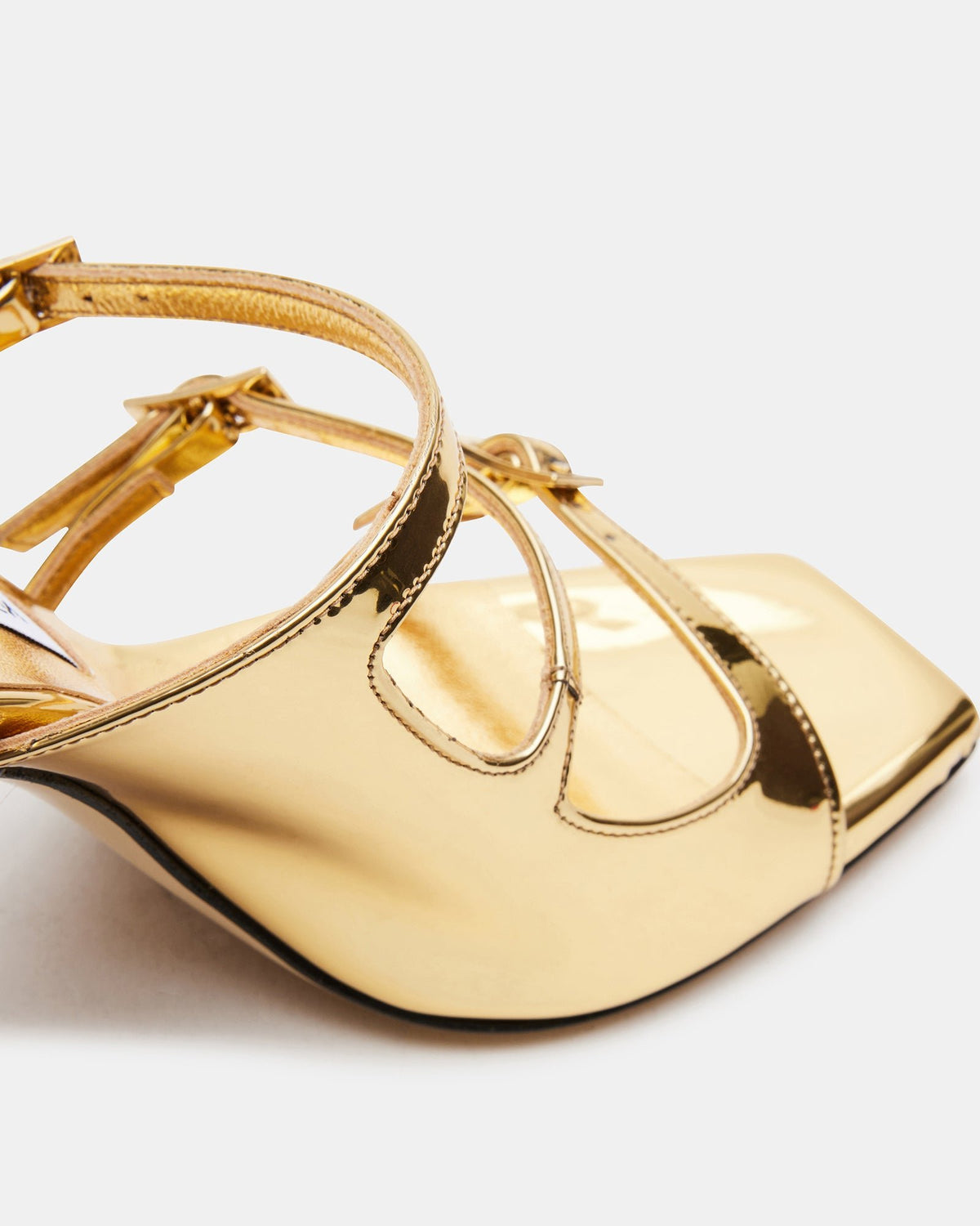 OPULENT Gold Leather Square Toe Mule Heel | Women's Heels - Steve Madden