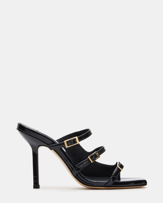 OPULENT Black Leather Square Toe Mule Heel | Women's Heels - Steve Madden