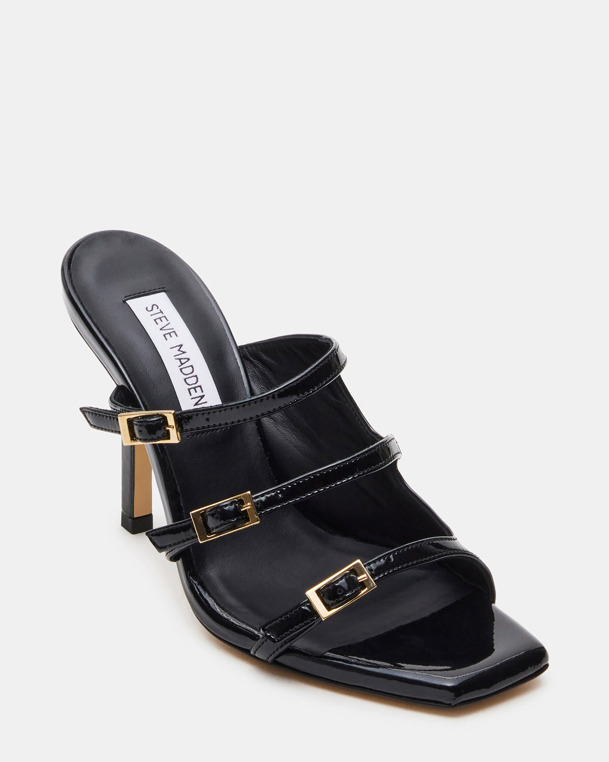 OPULENT Black Leather Square Toe Mule Heel | Women's Heels - Steve Madden