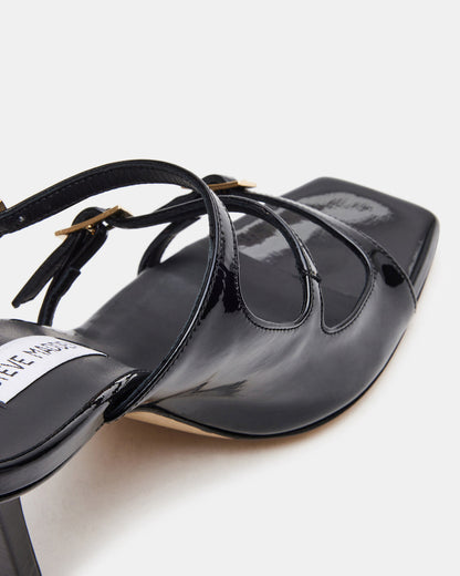 OPULENT Black Leather Square Toe Mule Heel | Women's Heels - Steve Madden