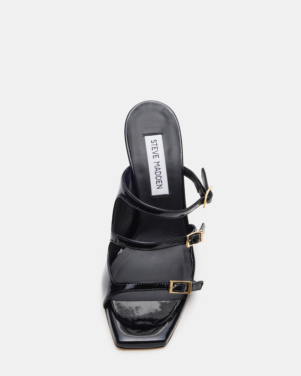OPULENT Black Leather Square Toe Mule Heel | Women's Heels - Steve Madden