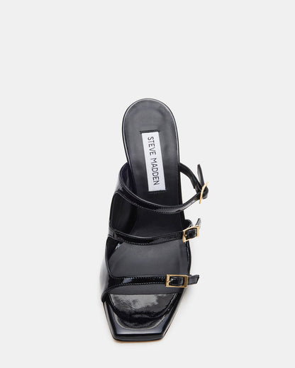 OPULENT Black Leather Square Toe Mule Heel | Women's Heels - Steve Madden