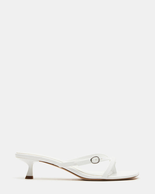 JANA White Strappy Mule Kitten Heel | Women's Heels - Steve Madden