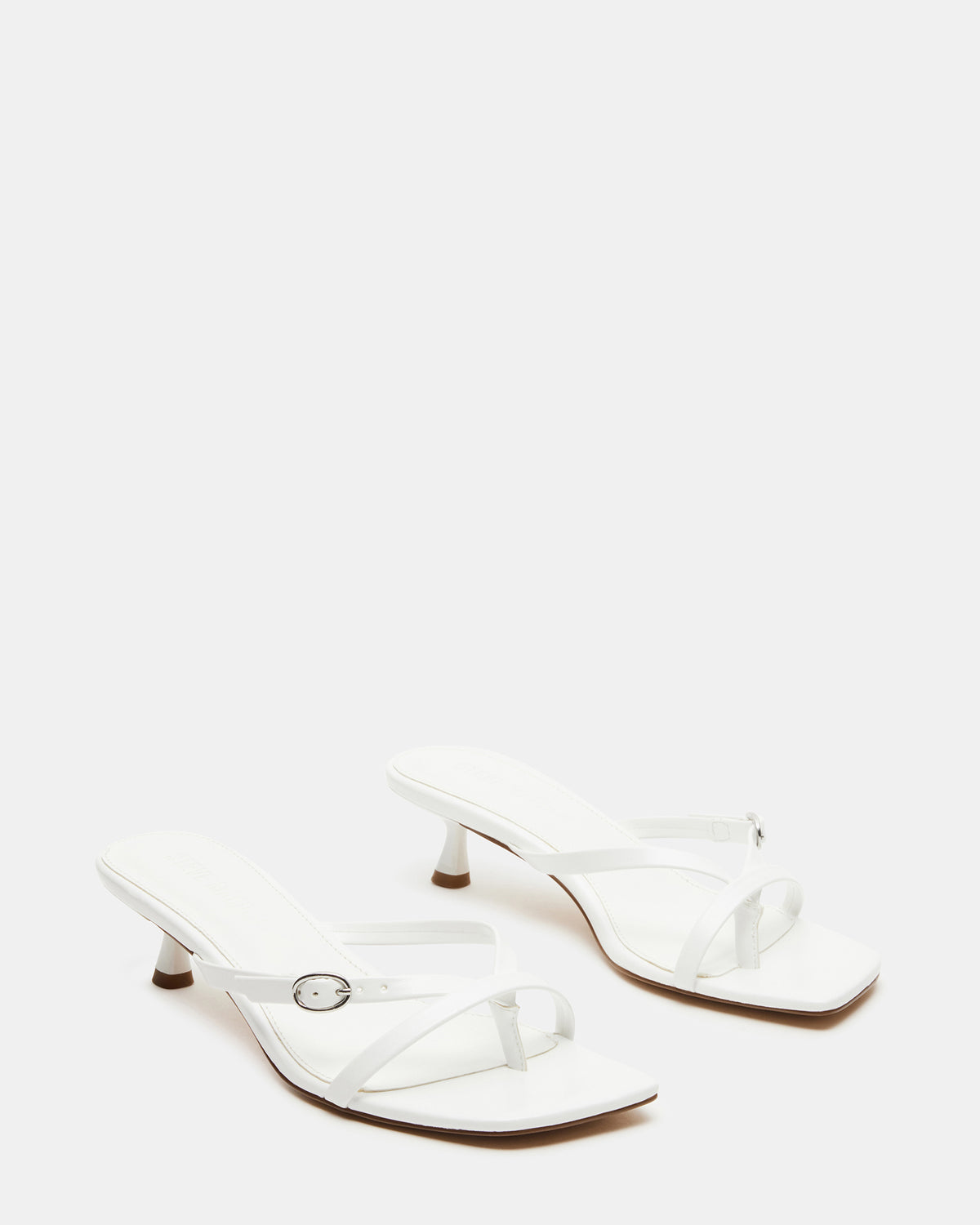 JANA White Strappy Mule Kitten Heel | Women's Heels - Steve Madden