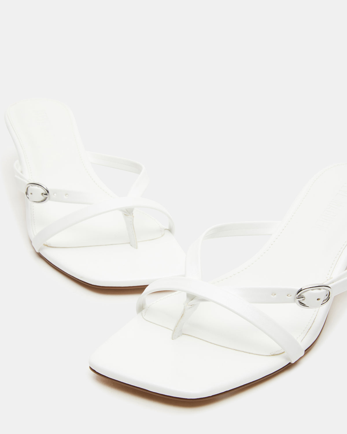 JANA White Strappy Mule Kitten Heel | Women's Heels - Steve Madden