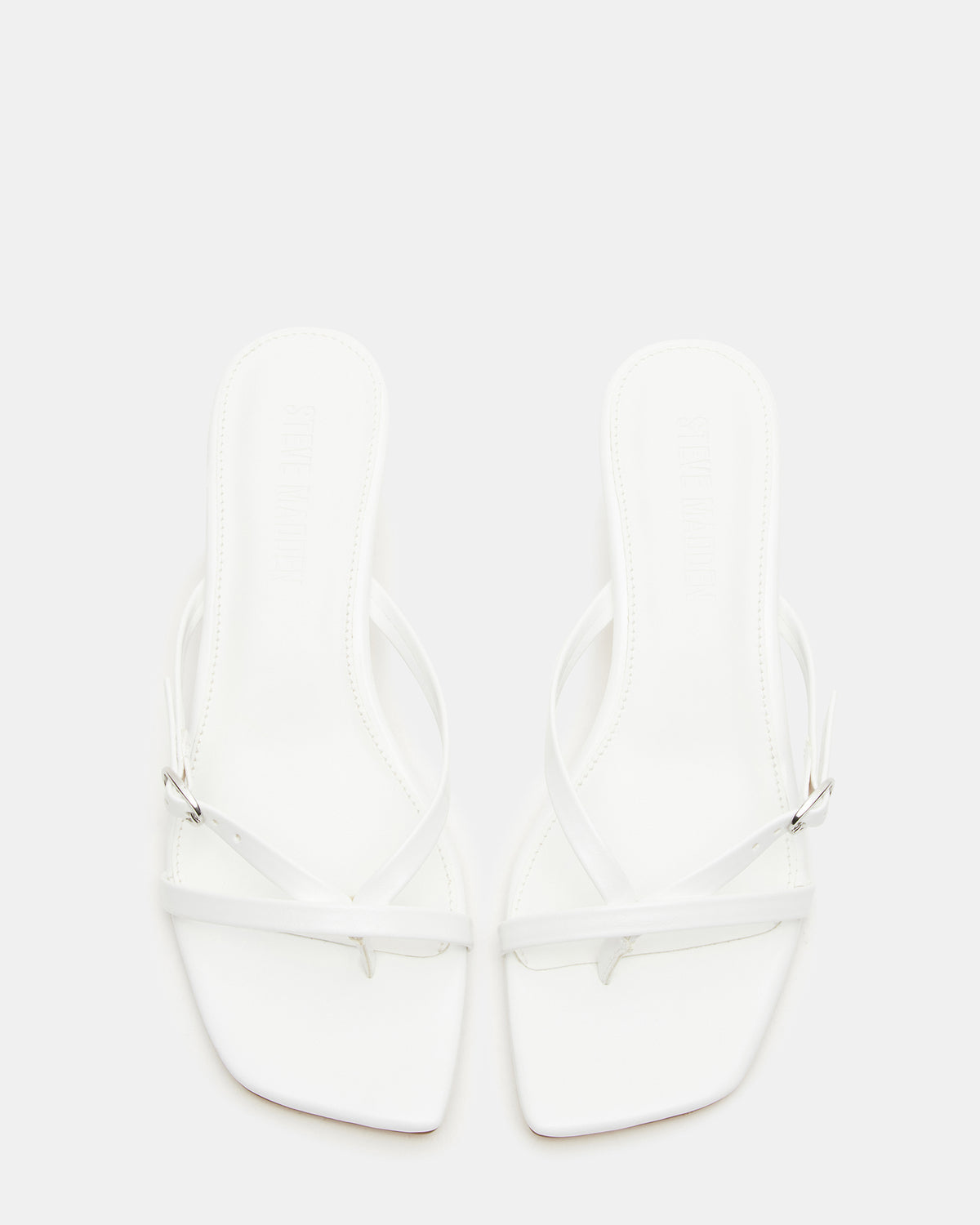 JANA White Strappy Mule Kitten Heel | Women's Heels - Steve Madden
