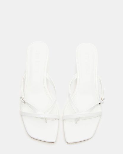 JANA White Strappy Mule Kitten Heel | Women's Heels - Steve Madden