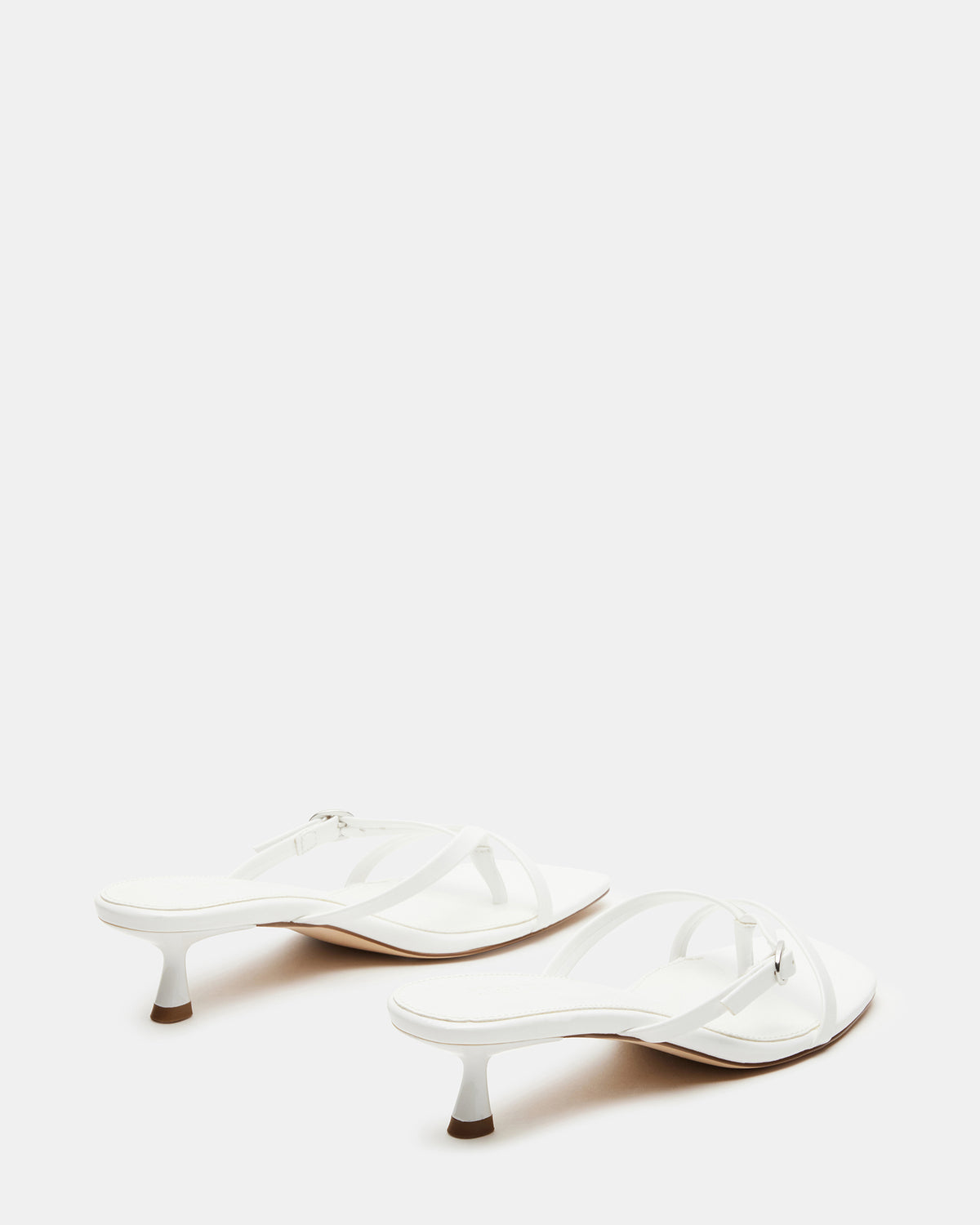 JANA White Strappy Mule Kitten Heel | Women's Heels - Steve Madden