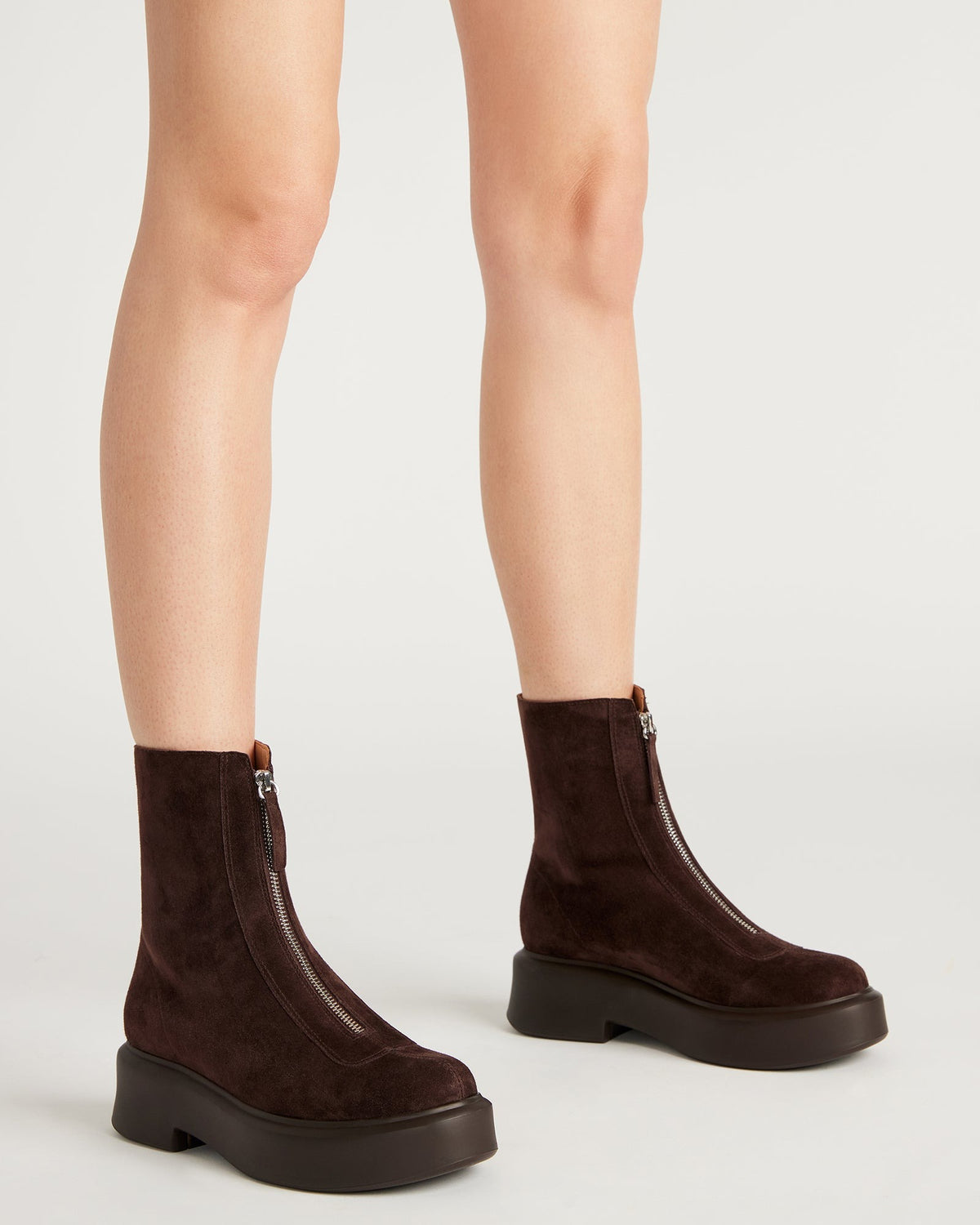 JONES Chocolate Brown Suede Zipper Lug Women's Ankle Boot - Steve Madden