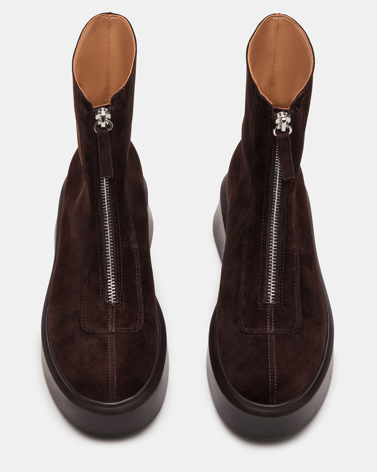 JONES Chocolate Brown Suede Zipper Lug Women's Ankle Boot - Steve Madden