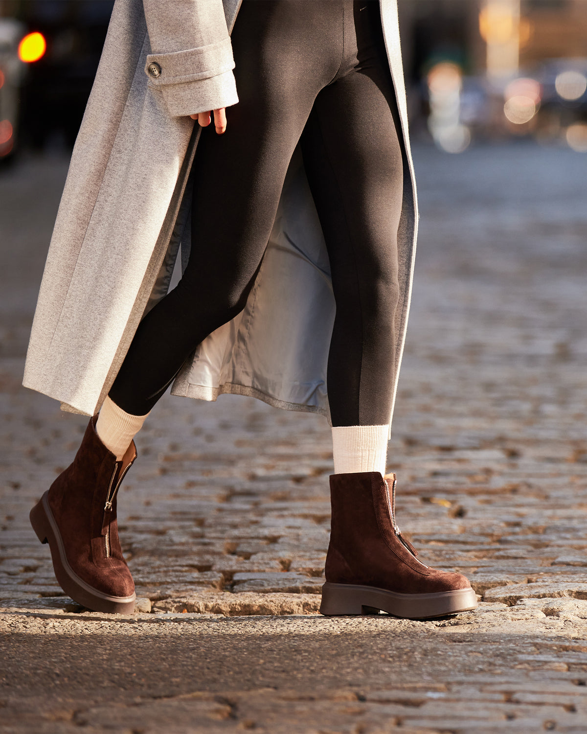 JONES Chocolate Brown Suede Zipper Lug Women's Ankle Boot - Steve Madden