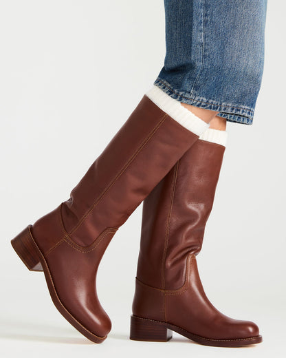 RIGGS Rust Leather Square-Toe Women's Boot - Steve Madden