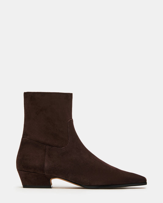 DUSTY Chocolate Brown Suede Women's Ankle Boot - Steve Madden