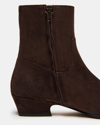 DUSTY Chocolate Brown Suede Women's Ankle Boot - Steve Madden