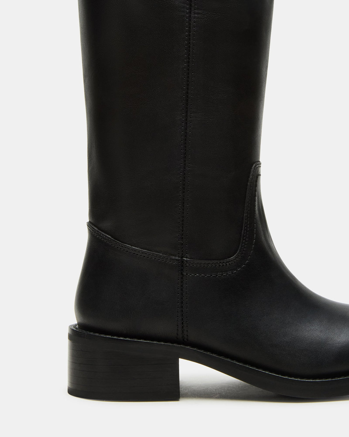 RIGGS Black Leather Wide Calf Square-Toe Women's Boot - Steve Madden