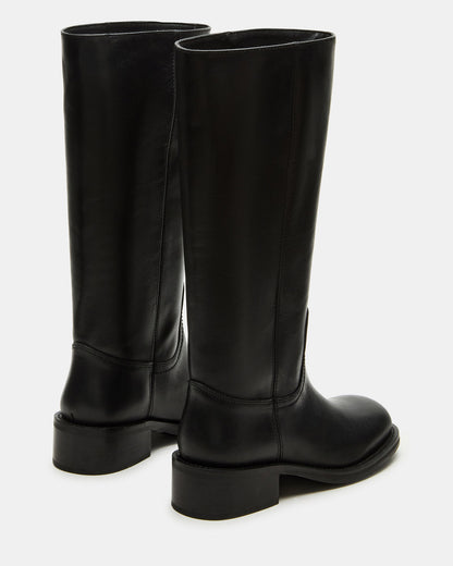 RIGGS Black Leather Wide Calf Square-Toe Women's Boot - Steve Madden