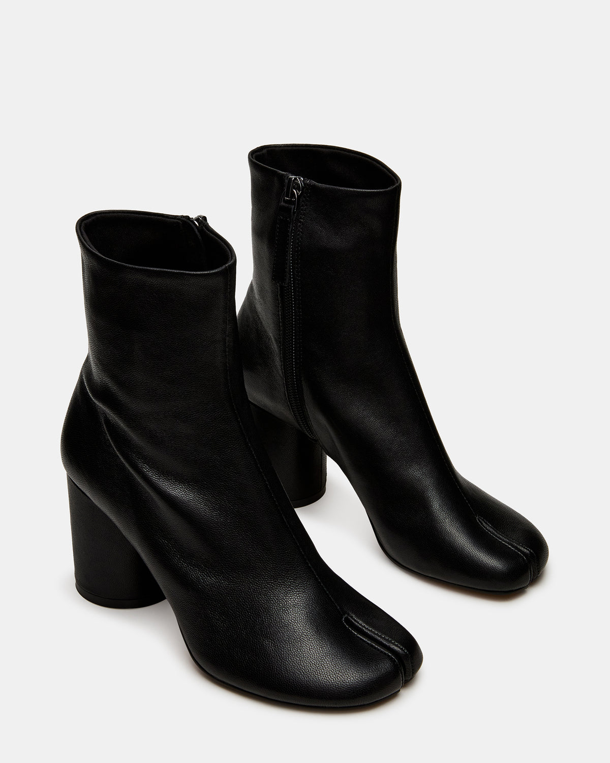 CARO Black Leather Tabi Split-Toe Block Heel Women's Ankle Boot - Steve Madden