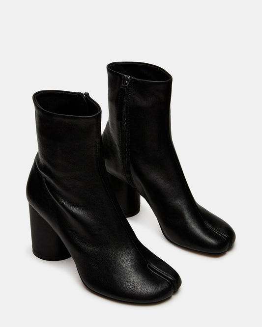 CARO Black Leather Tabi Split-Toe Block Heel Women's Ankle Boot - Steve Madden