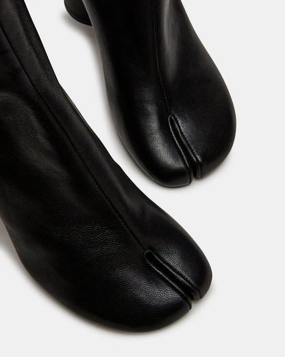 CARO Black Leather Tabi Split-Toe Block Heel Women's Ankle Boot - Steve Madden
