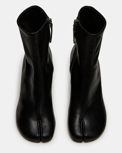 CARO Black Leather Tabi Split-Toe Block Heel Women's Ankle Boot - Steve Madden