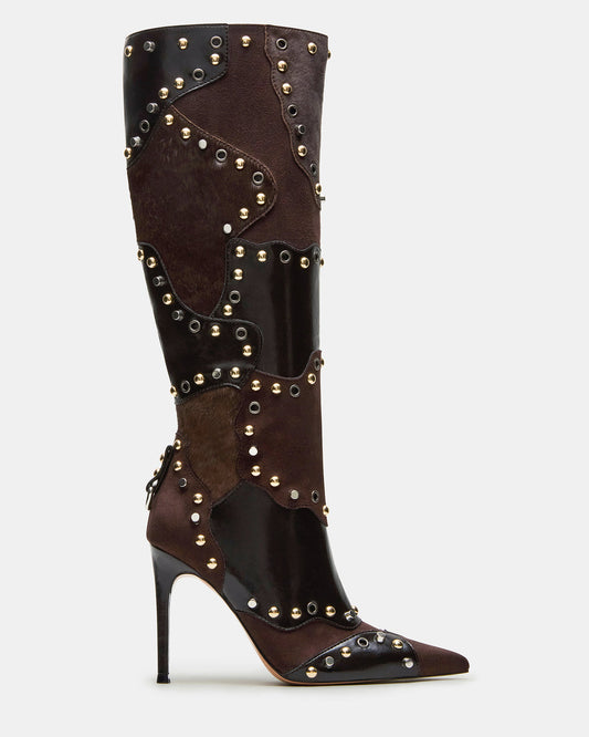 REVIVE Brown Multi Pointed-Toe Knee-High Stiletto Women's Boot - Steve Madden