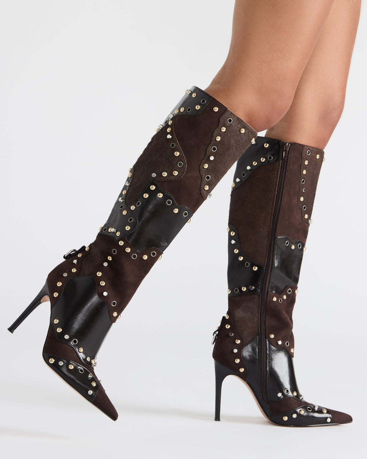 REVIVE Brown Multi Pointed-Toe Knee-High Stiletto Women's Boot - Steve Madden