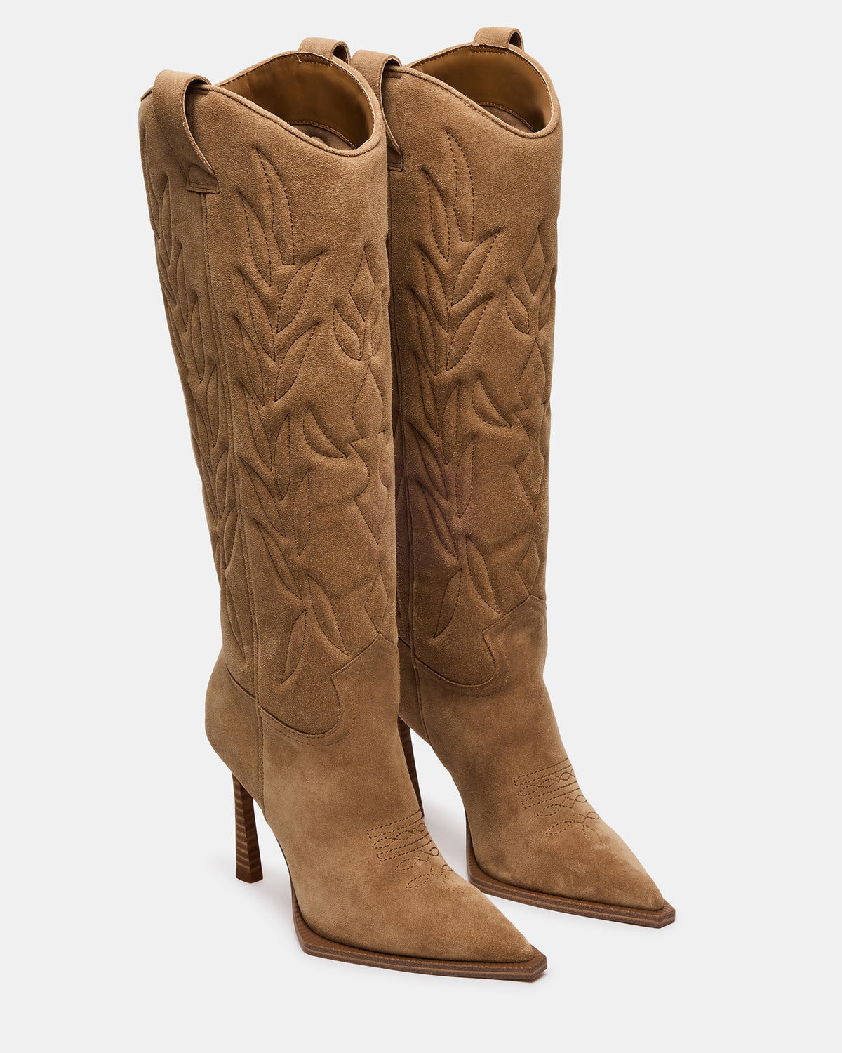 KINZEE Taupe Suede Pointed-Toe Knee-High Western Stiletto Women's Boot - Steve Madden