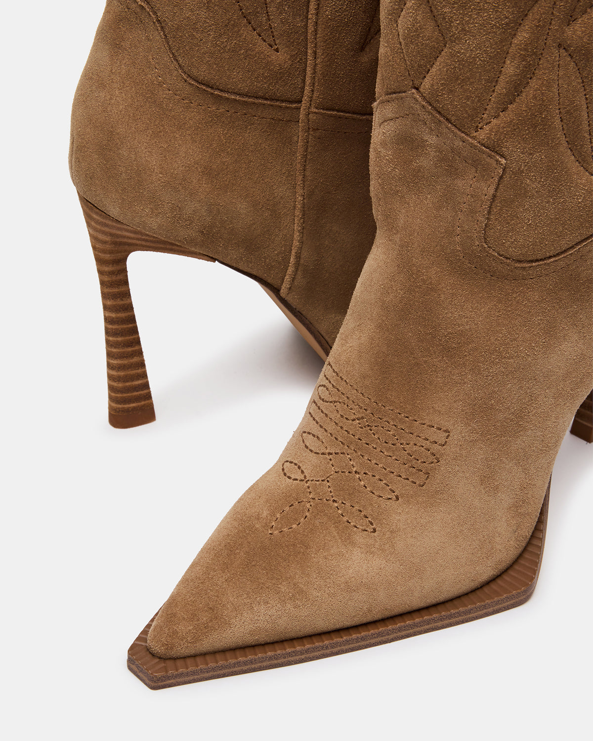 KINZEE Taupe Suede Pointed-Toe Knee-High Western Stiletto Women's Boot - Steve Madden