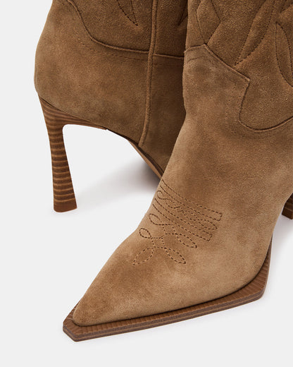 KINZEE Taupe Suede Pointed-Toe Knee-High Western Stiletto Women's Boot - Steve Madden